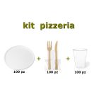 KIT Pizza I: Piatto Pizza da 32cm + bicchieri R-PET + bis posate in legno (100x)